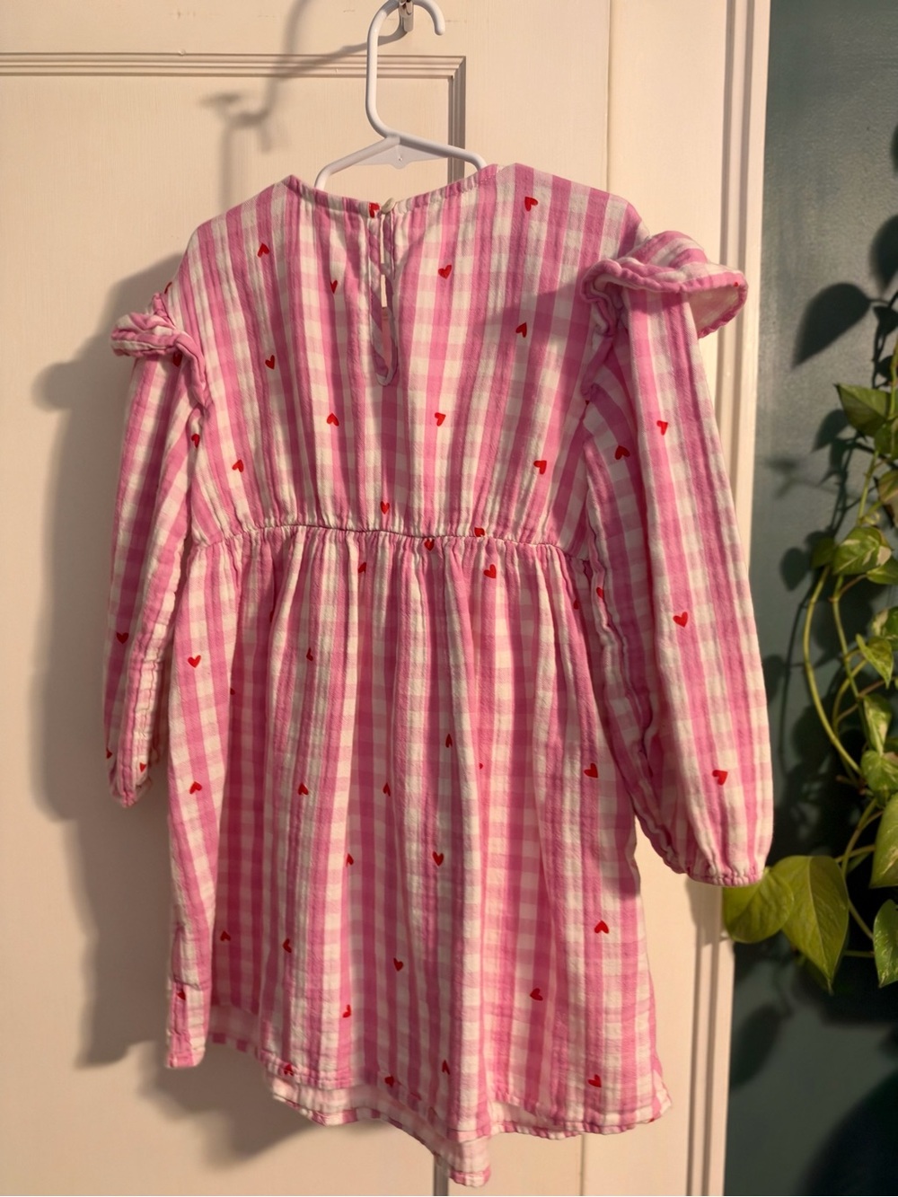 Cat & Jack Pink Gingham Dress with Red Heart Accents